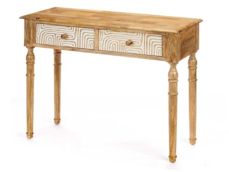 Hall Table with 2 Drawers White Brown Mango wood 98 x 77 x 42 cm Curve Online now