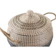 Basket set DKD Home Decor Grey Natural Bicoloured Seagrass Boho 41 x 41 x 33 cm (2 Units) Online Sale