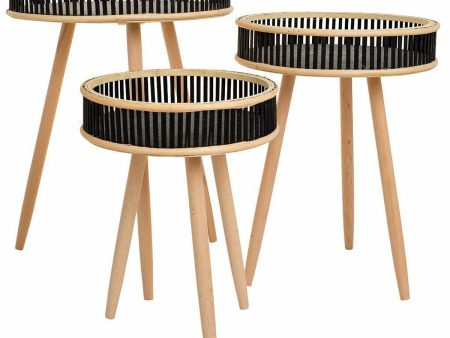 Set of 3 tables Alexandra House Living Black Wood Bamboo Supply