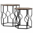 Set of 2 tables Alexandra House Living Brown Black Iron MDF Wood 39 x 57 x 39 cm Online