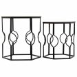 Set of 2 tables Alexandra House Living Black Iron MDF Wood 39 x 57 x 39 cm on Sale