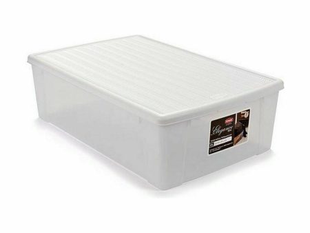 Storage Box with Lid Stefanplast Elegance White Plastic 38,5 x 17 x 59,5 cm (6 Units) For Sale