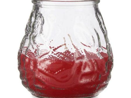 Candle Geranium Red Transparent Glass Paraffin 6 Units (9 x 9,5 x 9 cm) For Cheap