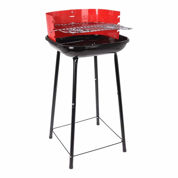 Charcoal Barbecue with Stand Grill 41 x 41 x 74 cm Red Black Cheap