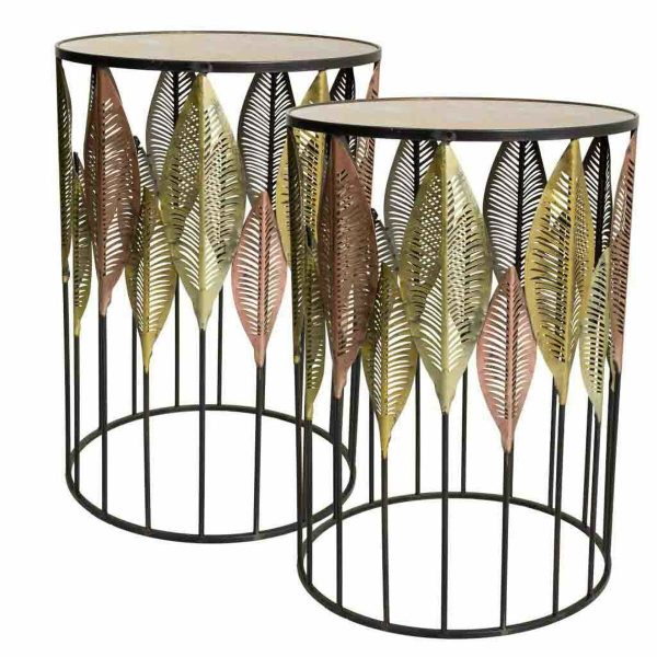 Set of 2 tables Alexandra House Living Golden Iron 47 x 72 x 47 cm Cheap