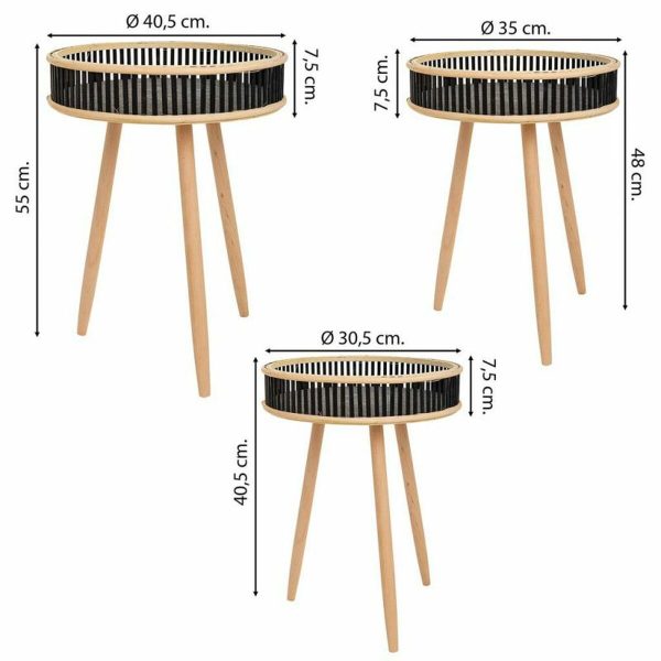 Set of 3 tables Alexandra House Living Black Wood Bamboo Supply