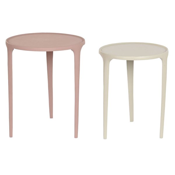 Set of 2 tables DKD Home Decor Beige Pink 40 x 40 x 50 cm Cheap