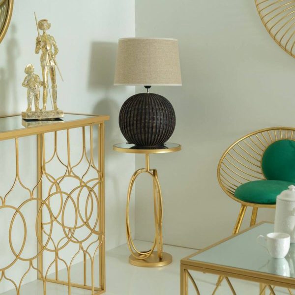 Side table Alexandra House Living Gold Glass MDF Wood 35 x 61 x 35 cm Fashion