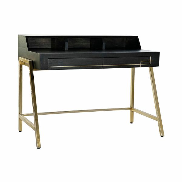 Desk DKD Home Decor Black Metal Golden Mango wood (125 x 74 x 93.5 cm) Sale