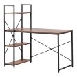 Desk with Shelf EDM 75196 Black Wood Metal 121 x 120 x 64 cm Online now