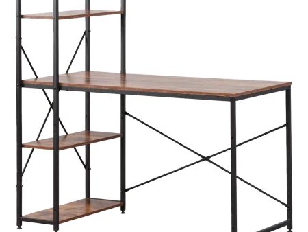 Desk with Shelf EDM 75196 Black Wood Metal 121 x 120 x 64 cm Online now