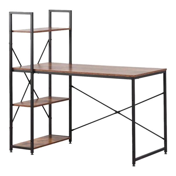 Desk with Shelf EDM 75196 Black Wood Metal 121 x 120 x 64 cm Online now