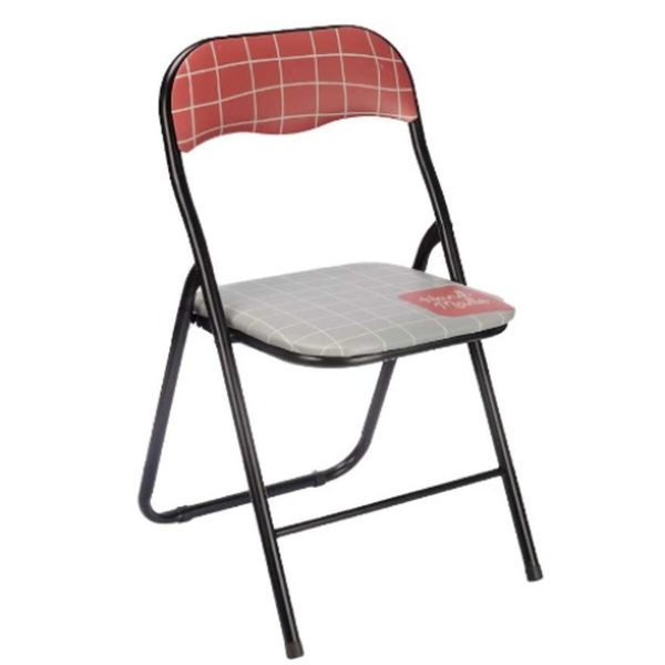 Folding Chair Hand Made Brown Black Grey PVC Metal 43 x 46 x 78 cm (6 Units) For Sale