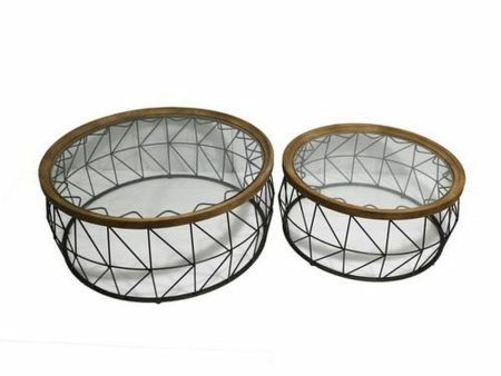 Set of 2 tables DKD Home Decor Crystal Metal (102 x 102 x 42 cm) (2 pcs) Sale