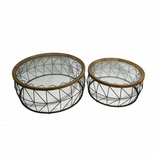 Set of 2 tables DKD Home Decor Crystal Metal (102 x 102 x 42 cm) (2 pcs) Sale