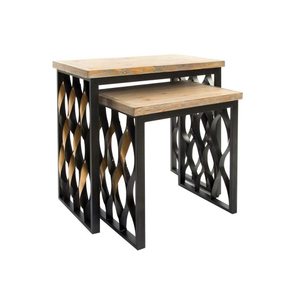 Set of 2 tables Home ESPRIT Wood Metal 64 x 34 x 65 cm Cheap