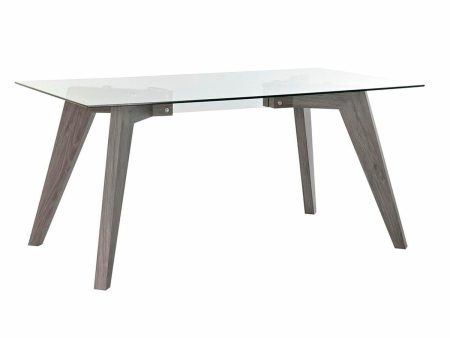 Dining Table DKD Home Decor Crystal Grey Transparent MDF Wood (160 x 90 x 75 cm) Online