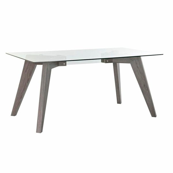 Dining Table DKD Home Decor Crystal Grey Transparent MDF Wood (160 x 90 x 75 cm) Online