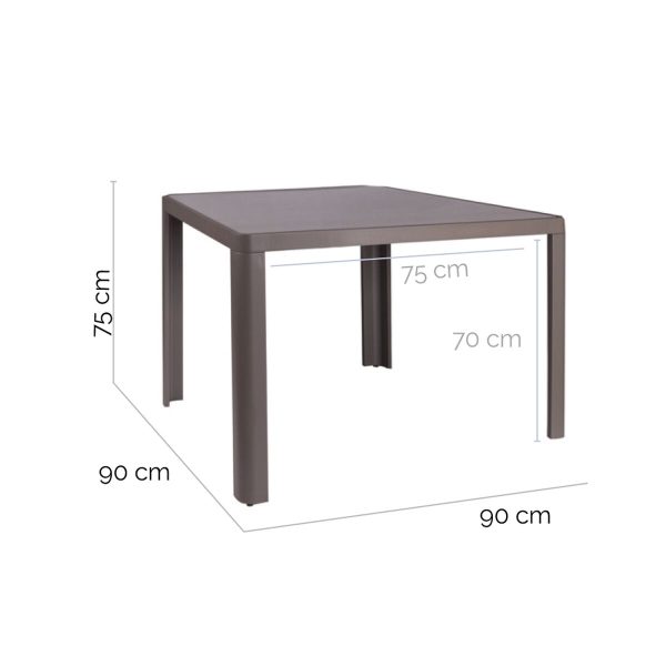 Dining Table Stella 90 x 90 x 75 cm Grey Aluminium Sale