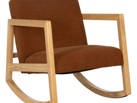 Rocking Chair Brown Beige Rubber wood Fabric 60 x 83 x 72 cm Sale