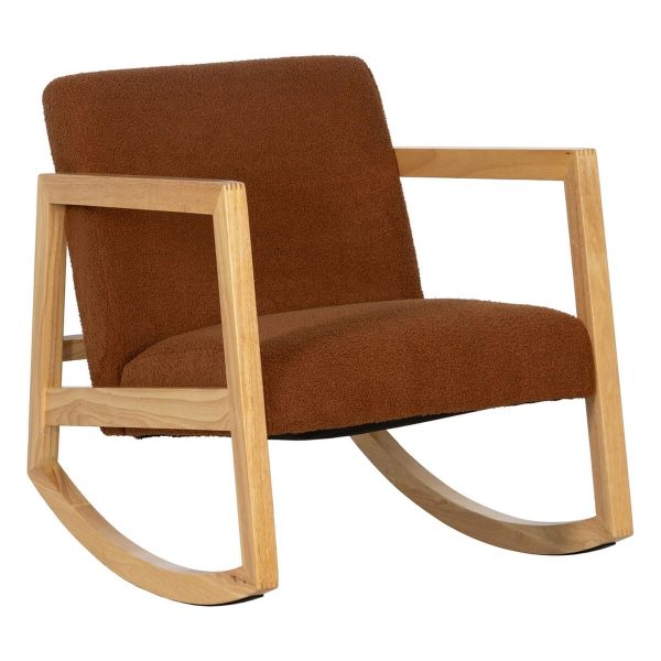 Rocking Chair Brown Beige Rubber wood Fabric 60 x 83 x 72 cm Sale