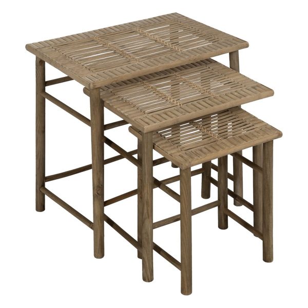 Side table Natural Bamboo 57 x 38 x 55 cm 45 x 32 x 47 cm 34 x 26 x 40 cm 3 Pieces (3 Units) on Sale