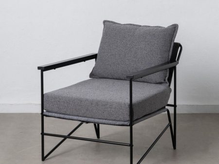 Armchair 69 x 79 x 82 cm Synthetic Fabric Grey Metal For Sale