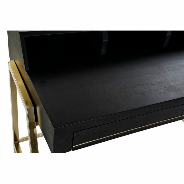 Desk DKD Home Decor Black Metal Golden Mango wood (125 x 74 x 93.5 cm) Sale