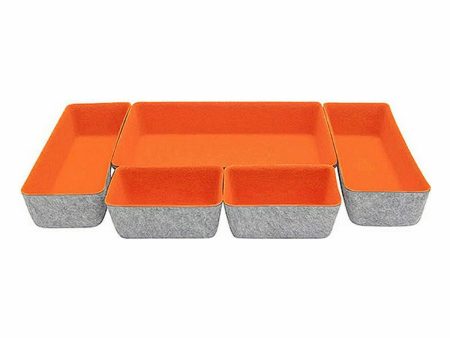 Basket set Confortime 5 Pieces Felt 27,5 x 20 x 5,3 cm (5 Pieces) (6 Units) Hot on Sale