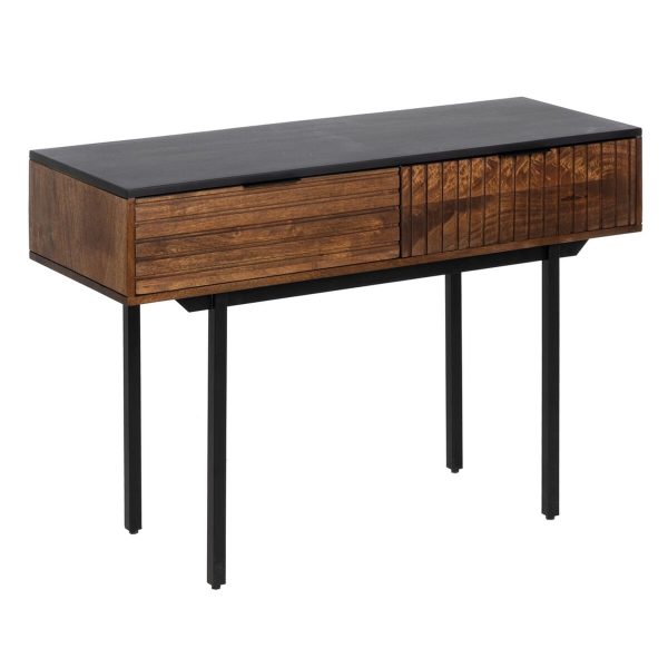 Console ABNER Brown Black Metal Iron Mango wood 110 x 40 x 76 cm Cheap