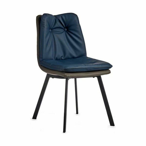 Armchair Buttons Blue Black Grey Steel 62 x 85 x 47 cm (2 Units) on Sale