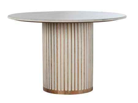 Dining Table Home ESPRIT White Natural Marble Mango wood 120 x 120 x 76 cm on Sale