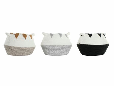 Basket DKD Home Decor White Black Grey Mustard Boho 36 x 36 x 26 cm (3 Pieces) Online Hot Sale