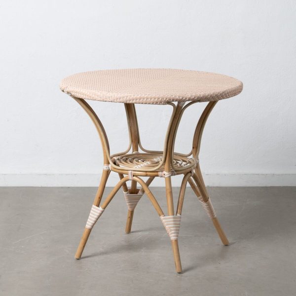 Side table 81 x 81 x 76,5 cm Natural Beige Rattan For Sale