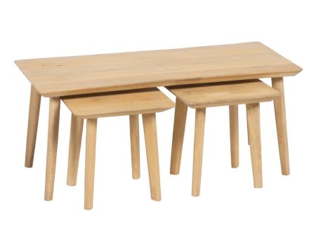 Set of 3 tables Natural 110 x 50 x 45 cm For Cheap