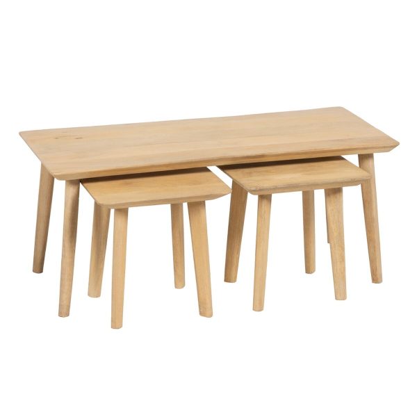 Set of 3 tables Natural 110 x 50 x 45 cm For Cheap