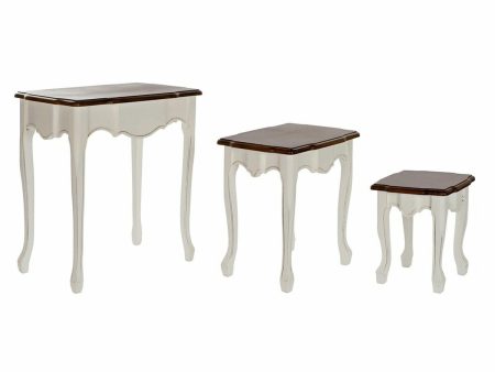 Set of 3 tables DKD Home Decor White Brown 60 x 40 x 66 cm Online Sale