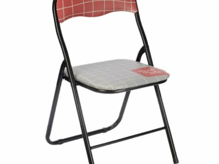 Folding Chair Hand Made Brown Black Grey PVC Metal 43 x 46 x 78 cm (6 Units) For Sale