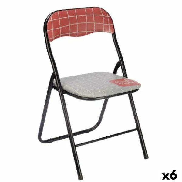 Folding Chair Hand Made Brown Black Grey PVC Metal 43 x 46 x 78 cm (6 Units) For Sale