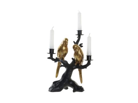 Candle Holder DKD Home Decor Black Golden Resin Parrot Tropical 22,5 x 13 x 29,5 cm For Cheap