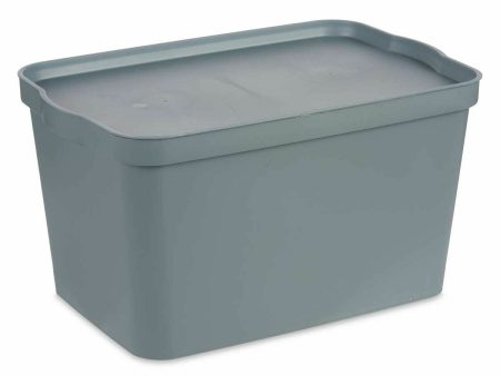 Storage Box with Lid Grey Plastic 24 L 29,3 x 24,5 x 45 cm (6 Units) Cheap