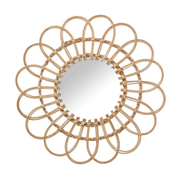 Wall mirror Alexandra House Living wicker Natural Fibre 2 x 42 x 42 cm Circular Cheap