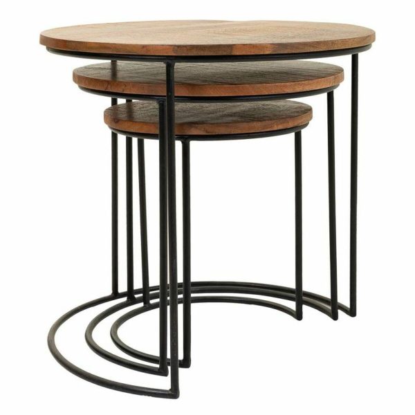 Set of 3 tables Alexandra House Living Natural Iron Mango wood 53 x 54 x 53 cm Discount