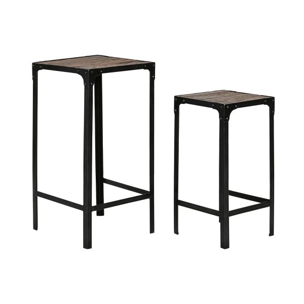 Set of 2 tables Home ESPRIT Black Natural 38 x 38 x 75 cm Online