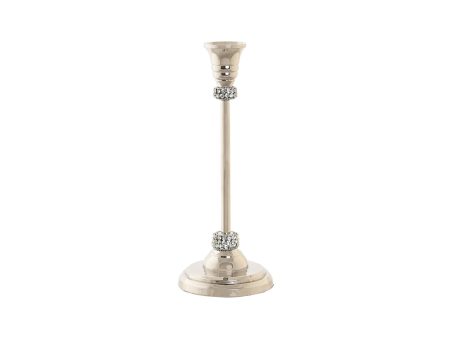 Candle Holder DKD Home Decor Silver Aluminium Acrylic 10 x 10 x 25 cm Chromed For Sale