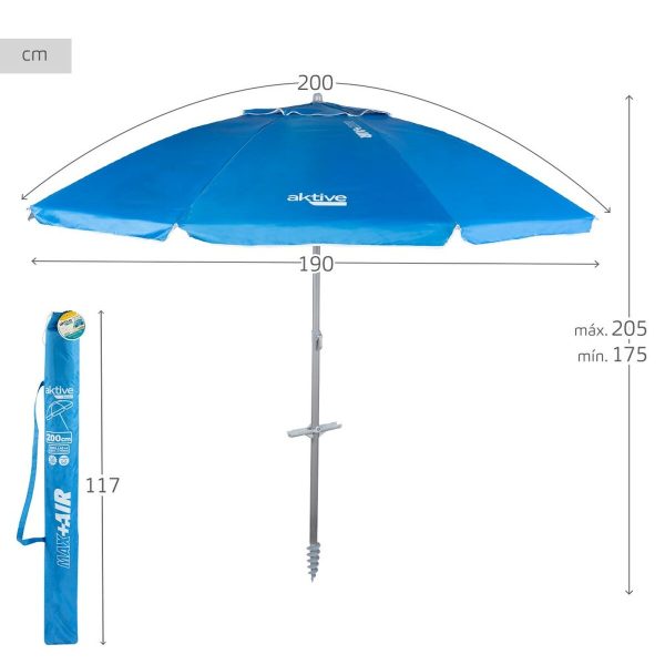 Sunshade Aktive Blue Polyester Aluminium 200 x 205 x 200 cm (6 Units) Online now