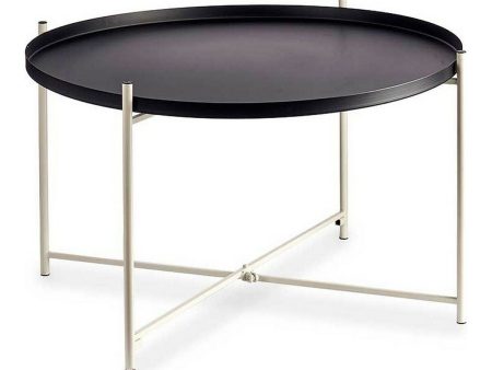 Side table Black White Metal (76,5 x 46 x 76,5 cm) Fashion