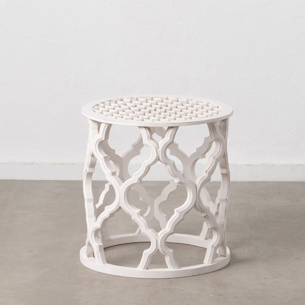 Side table White MDF Wood 50 x 50 x 52 cm DMF Online Sale