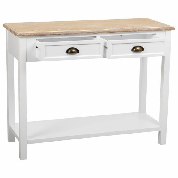 Hall Table with Drawers Alexandra House Living White Brown Zinc Alloy MDF Wood 40 x 78 x 100 cm Hot on Sale