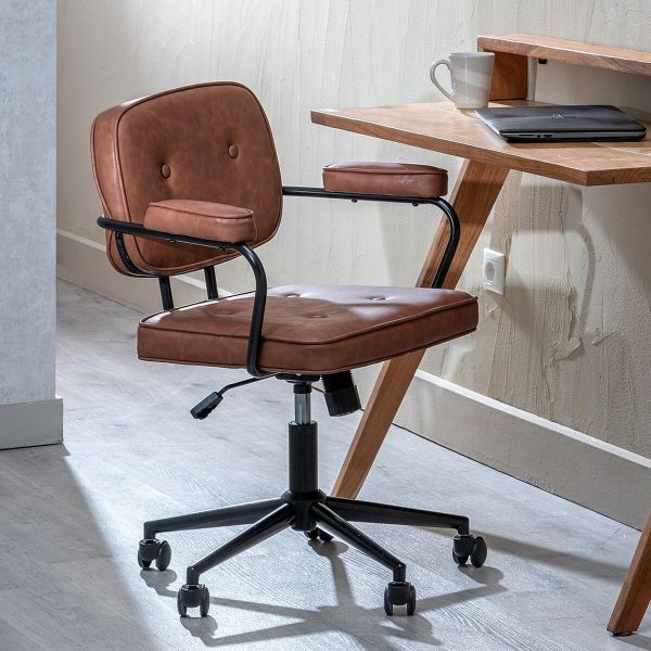 Office Chair 56 x 56 x 92 cm Camel on Sale